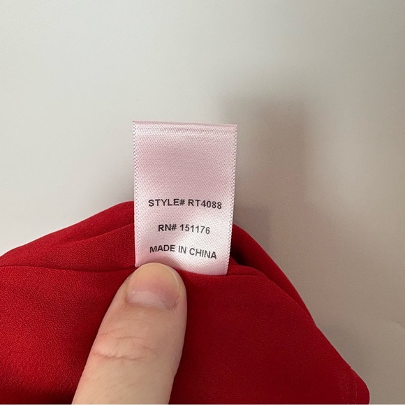 If By Sea Red Short Sleeve V Neck Wrap Blouse - Picture 6 of 6